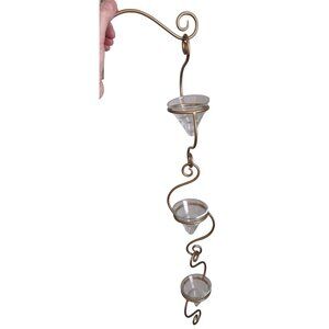 Gold Metal Wall Sconce 3 Candle Holder scroll hanging bracket 30"